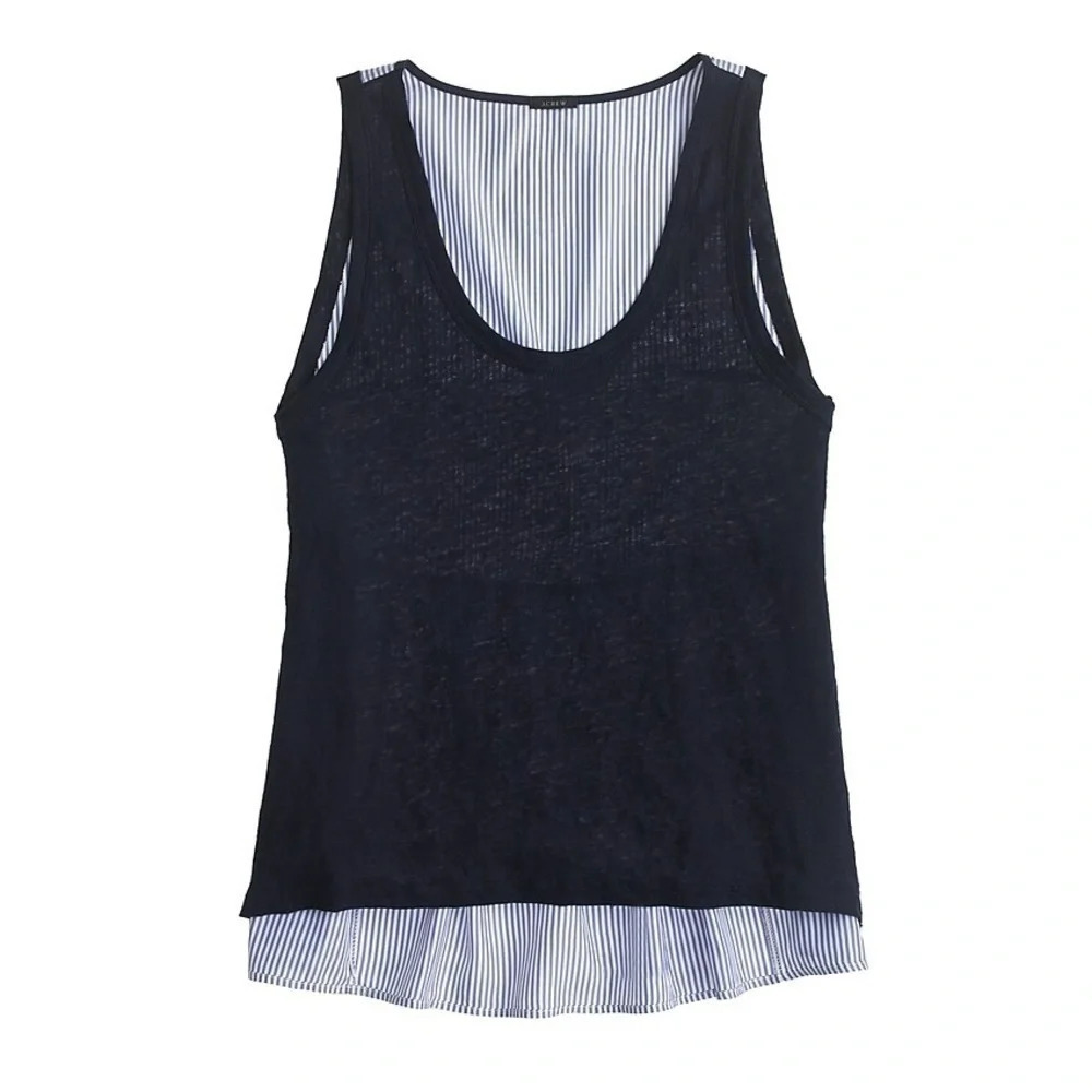 J. Crew Linen Front Silk Back Tank Top S